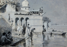 Копия картины "along the ghats, mathura" художника "уикс эдвин лорд"