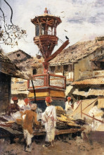 Репродукция картины "birdhouse and market ahmedabad, india" художника "уикс эдвин лорд"