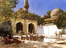 Репродукция картины "figures in the courtyard of a mosque" художника "уикс эдвин лорд"