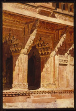 Копия картины "curiously wrought red sandstone arches, fort agra, india" художника "уикс эдвин лорд"