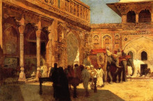 Картина "elephants and figures in a courtyard, fort agra" художника "уикс эдвин лорд"