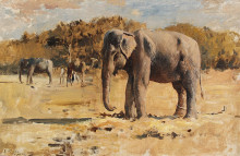 Репродукция картины "elephants of bekanir" художника "уикс эдвин лорд"