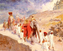 Репродукция картины "indian hunting party" художника "уикс эдвин лорд"