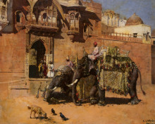 Копия картины "elephants at the palace of jodhpore" художника "уикс эдвин лорд"
