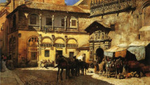 Копия картины "market square in front of the sacristy and doorway of the cathedral, granada" художника "уикс эдвин лорд"