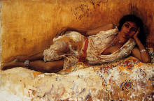 Копия картины "moorish girl lying on a couch rabat, morocco" художника "уикс эдвин лорд"