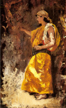 Копия картины "standing arab woman" художника "уикс эдвин лорд"