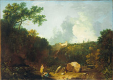Репродукция картины "distant view of maecenas&#39; villa, tivoli" художника "уилсон ричард"