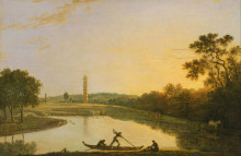 Репродукция картины "kew gardens: the pagoda and bridge" художника "уилсон ричард"