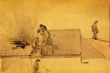 Репродукция картины "a fire at pomfret" художника "уистлер джеймс эббот макнил"