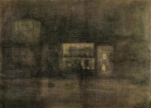 Копия картины "nocturne black and gold - the rag shop, chelsea" художника "уистлер джеймс эббот макнил"