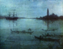 Копия картины "nocturne in blue and silver, the lagoon, venice" художника "уистлер джеймс эббот макнил"