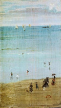 Репродукция картины "harmony in blue and pearl: the sands, dieppe" художника "уистлер джеймс эббот макнил"