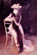 Репродукция картины "rose and silver portrait of mrs whibley" художника "уистлер джеймс эббот макнил"