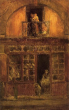 Репродукция картины "a shop with a balcony" художника "уистлер джеймс эббот макнил"