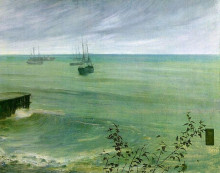 Репродукция картины "symphony in grey and green: the ocean" художника "уистлер джеймс эббот макнил"