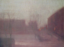 Копия картины "nocturne trafalgar square chelsea snow" художника "уистлер джеймс эббот макнил"