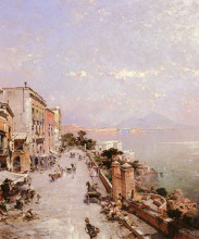 Копия картины "a view of posilippo, naples" художника "унтербергер франц рихард"