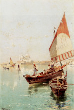 Репродукция картины "sailboat in a venetian lagoon" художника "унтербергер франц рихард"