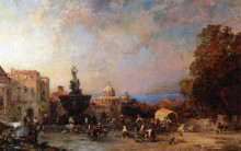 Репродукция картины "a market in naples" художника "унтербергер франц рихард"