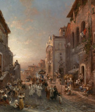 Копия картины "procession in naples" художника "унтербергер франц рихард"