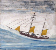 Картина "fishing boat with two masts and yellow sails" художника "уоллис альфред"