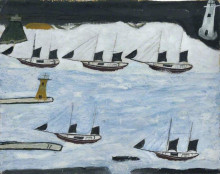 Репродукция картины "five ships, mount&#39;s bay" художника "уоллис альфред"