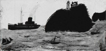 Репродукция картины "large and small steamboats" художника "уоллис альфред"