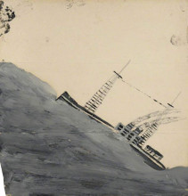 Репродукция картины "motor vessel mounting a wave" художника "уоллис альфред"