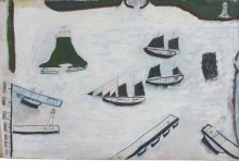 Репродукция картины "mount&#39;s bay with four lighthouses" художника "уоллис альфред"