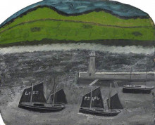 Репродукция картины "pz sailing boats by a jetty" художника "уоллис альфред"