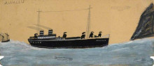 Репродукция картины "motor vessel with airship and shark" художника "уоллис альфред"
