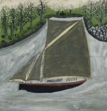 Репродукция картины "sailing ship and orchard 1937" художника "уоллис альфред"