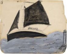 Репродукция картины "sailing ship and porpoises" художника "уоллис альфред"