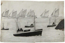 Репродукция картины "the fleet at sea" художника "уоллис альфред"