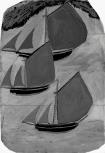 Картина "three grey-sailed ships" художника "уоллис альфред"