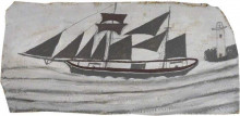Репродукция картины "schooner in full sail near a lighthouse" художника "уоллис альфред"