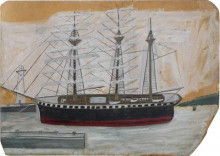 Репродукция картины "three-masted ship near lighthouse" художника "уоллис альфред"