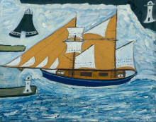 Копия картины "the blue ship" художника "уоллис альфред"