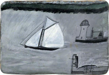 Картина "st ives harbour. white sailing ship" художника "уоллис альфред"