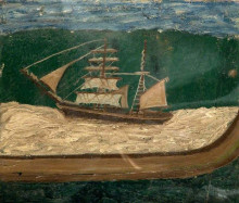 Репродукция картины "a brig, close to shore" художника "уоллис альфред"