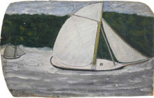 Картина "boat with a yellow mast in full sail" художника "уоллис альфред"