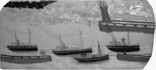 Картина "four steam ships and three jetties" художника "уоллис альфред"
