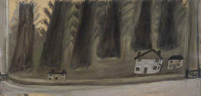 Копия картины "houses and big trees" художника "уоллис альфред"
