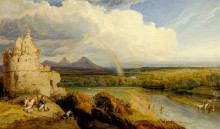 Копия картины "the eildon hills and the tweed" художника "уорд джеймс"