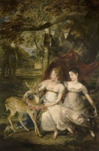 Копия картины "the ladies elizabeth and georgiana stanhope" художника "уорд джеймс"