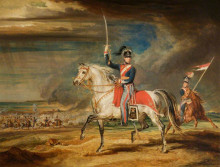 Картина "sir john leicester, bt, exercising his regiment of cheshire yeomanry on the sands at liverpool" художника "уорд джеймс"