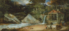 Репродукция картины "an overshot mill in wales (aberdulais)" художника "уорд джеймс"