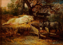 Репродукция картины "donkey and pigs" художника "уорд джеймс"