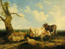 Копия картины "landscape with cattle" художника "уорд джеймс"
